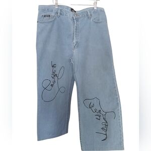 Campus Hand Painted Artistic Face Loose-Fit Jeans